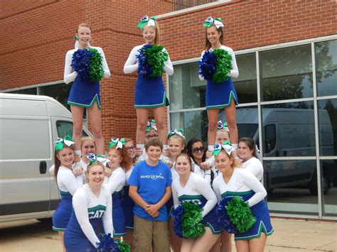 ChefLucasFood and the Eagan Wildcat cheerleaders at Make-A-Wish event at Dakota Hills Middle ...