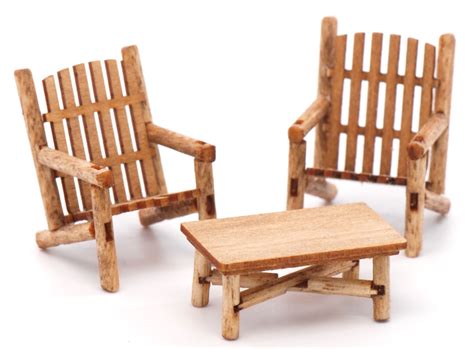 1:48 Log Cabin Chairs and Coffee Table Kit NEW! | Stewart Dollhouse Creations