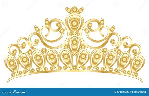 Gold Tiara Crown Women`s Wedding with Stones Stock Vector ...