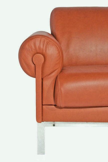 Burnt Orange Leather and Steel Sofa by Maison Jansen at 1stDibs | burnt orange leather sofa ...