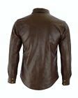 Men's Brown Leather Slim Fit Full Sleeve Button up Shirt Soft Jacket ...