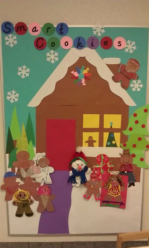 Gingerbread House Bulletin Board - The kids decorated the snowmen. | Bulletin boards | Christmas ...