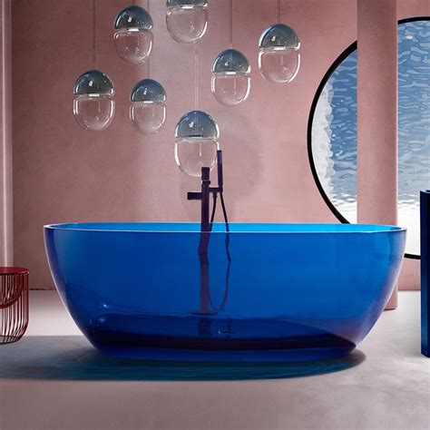 Modern Oval Shape 59" Freestanding Crystal Clear Resin Soaking Bathtub ...
