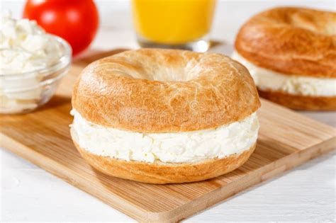 Bagel Sandwich with Cream Cheese for Breakfast Stock Image - Image of snack, philadelphia: 273787307