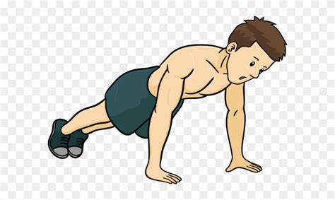 Pilates In The Morning - Cartoon Man Doing Push Ups - Free Transparent PNG Clipart Images Download