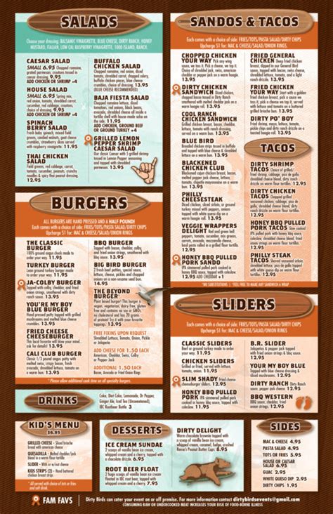 Dirty Birds La Jolla menus in La Jolla, California, United States