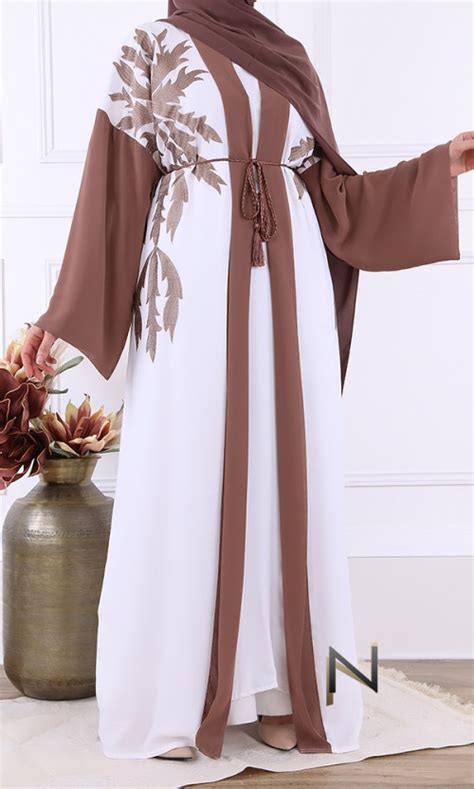 Two-tone Dubai abaya, embossed Nidah fabric, chiffon loose sleeves in ...