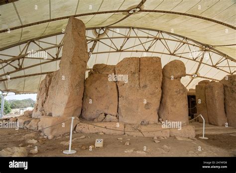 The Ħaġar Qim Megalithic Prehistoric Temples. A UNESCO World Heritage Site in Qrendi, Malta ...