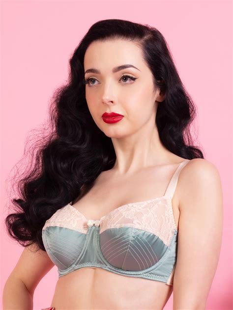 1950s Sage Green Underwired Satin and Lace Bra - Vintage Lingerie - What Katie Did