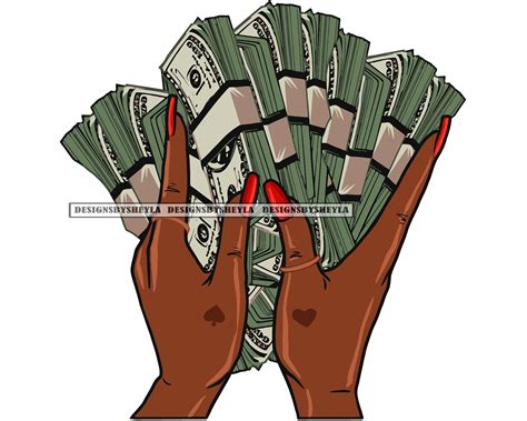 Afro Woman Hands Holding Stack Money Cash Dollars Hustle | Etsy
