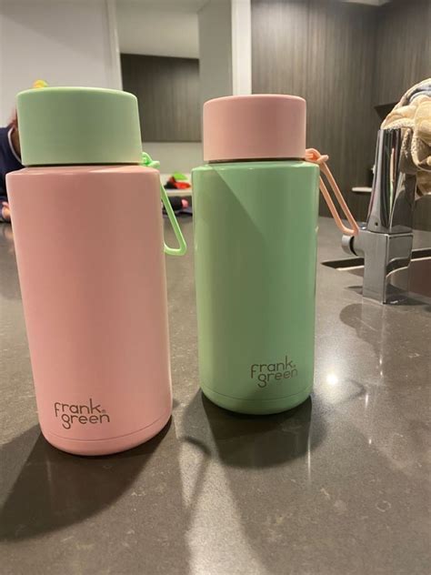 Frank Green Reusable Ceramic Bottle with Straw, 1 L Capacity, Neon Pink ...