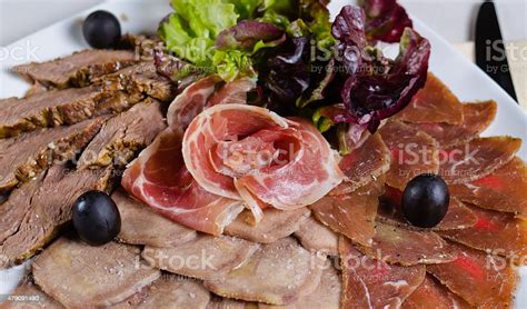 Assorted Cold Meat Platter Stock Photo - Download Image Now - 2015, Arrangement, Beef - iStock