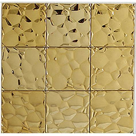 Gold stainless steel tile mosaic pebble patterns metal backsplash cheap | Bravotti.com