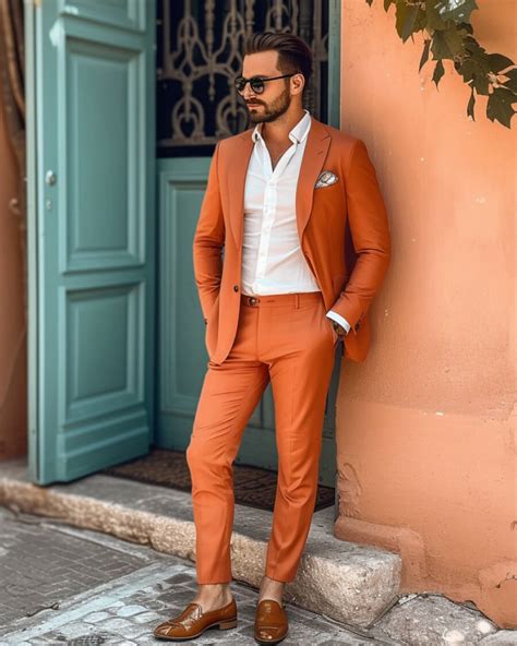 Tangerine Suit with White Shirt | Hockerty