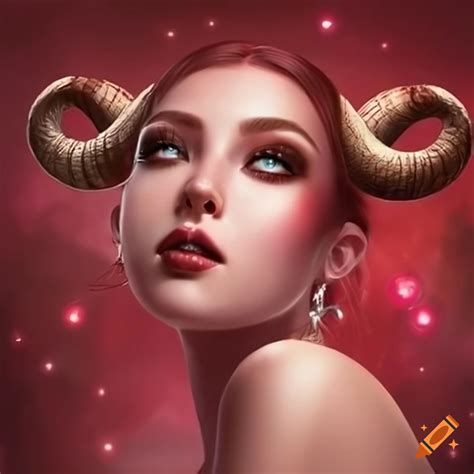 Fantasy illustration of aries zodiac sign as a girl
