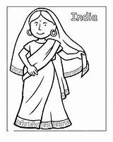 Woman From India  Dance coloring Pages Traditional Outfits Kids sketch template
