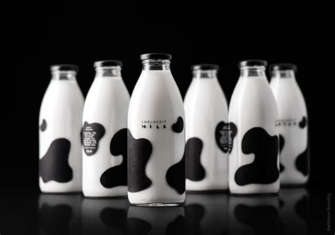 Milking Cow's Spots Portrayed on a Milk Bottle