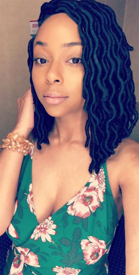 Crochet Goddess Locs cut into a bob look, Hair By Arie | Curly crochet ...