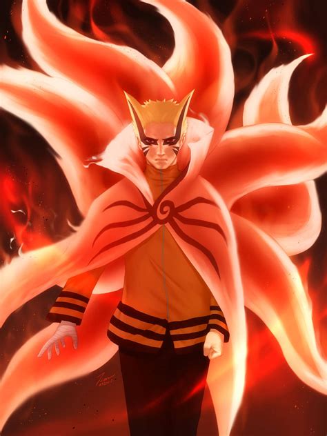 Download Naruto Baryon Mode Flaming Tails Wallpaper | Wallpapers.com