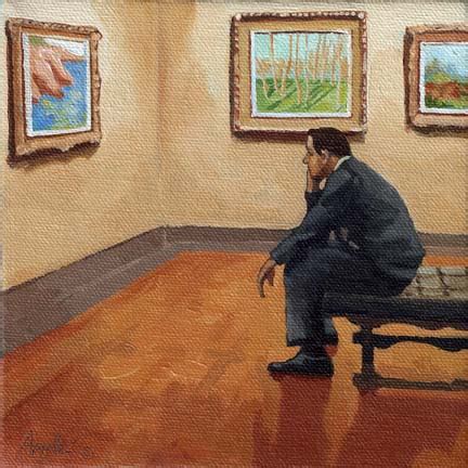 a painting a day contemporary original oil realism man contemplating Monet paintings | Apple Arts