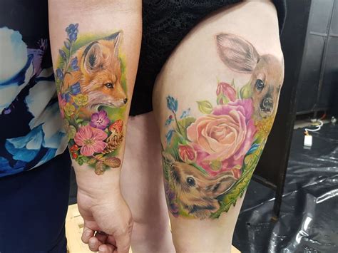 Deer, bunny and separate fox tattoo created by Miss Terri ...