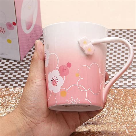 Buy Cheap Romance Cherry Blossom Sakura Ceramic Mug 450 ml Beautiful Coffee Cups and Mugs Cute ...