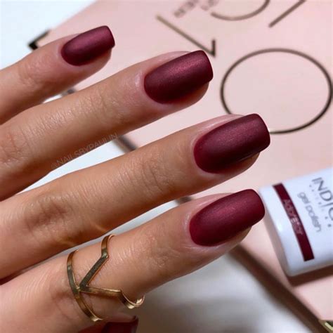 45 Gorgeous Burgundy Nails — Matte Burgundy Square Nails