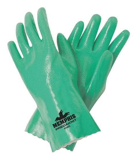 MCR SAFETY Nitrile Chemical Resistant Gloves, S, 12" Glove Length, Green, PK 12 - 48GJ84|9782S ...
