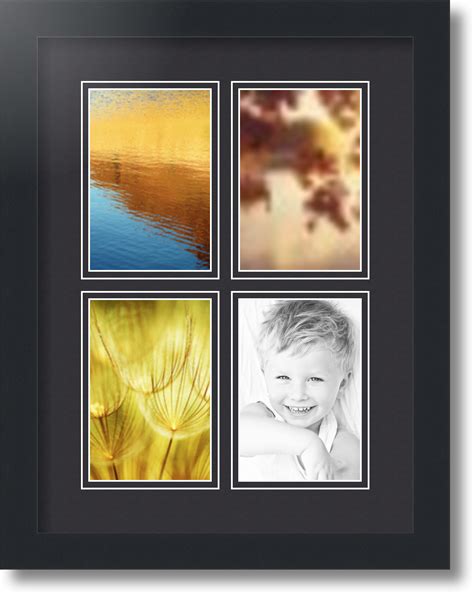 Satin Black Collage Picture Frame with 4 - 4x6 opening(s), Double ...