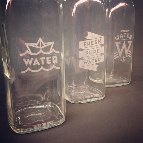 Laser engraved glass water bottles design by... | LASER CUT STUDIO