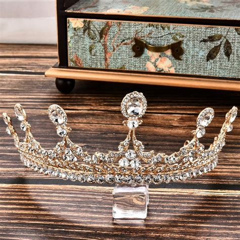 Retro Bridal Crown Vintage Golden Wedding Crown Crystal - Etsy