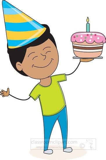 Birthday Clipart-boy holding a birthday cake with candles clipart