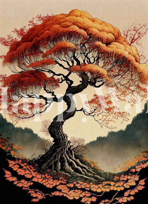 Japanese Tree Art Wallpaper - HappyWall