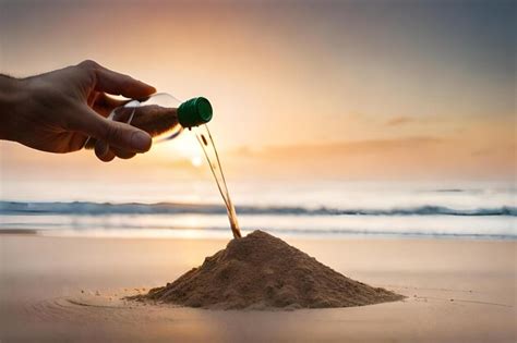 Premium Photo | Filling a bottle with sand