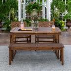 Walker Edison Furniture Company Dark Brown 4-Piece Extendable Wood Outdoor Patio Dining Set HD8065