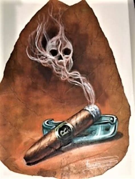 Lit Robaina Cigar Painting by Pedro Mendoza | Saatchi Art