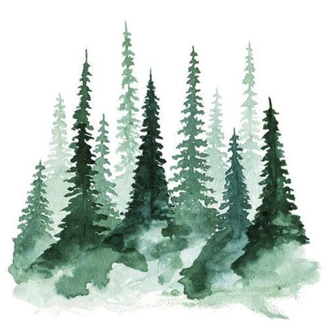 Watercolor art of pine trees | Watercolor artwork, Watercolor art ...