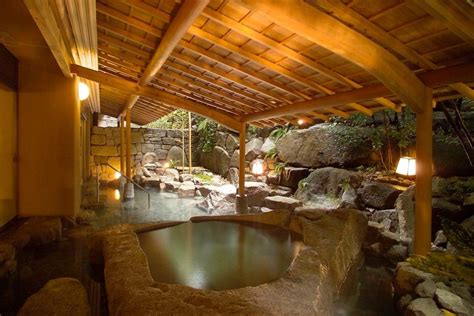 A pure Japanese style hot spring ryokan with a stage for | Japanese bath house, Japanese spa, Ryokan