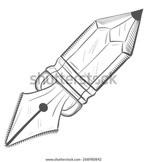 Nib Pen Pencil Sketch Stock Vector (Royalty Free) 268980842