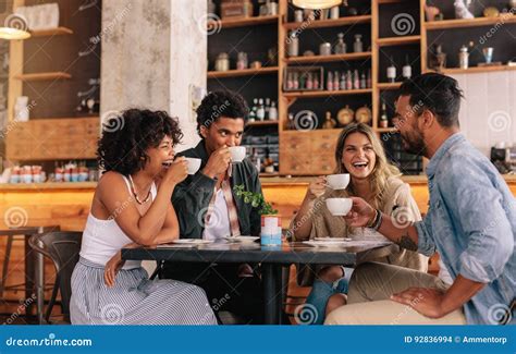 Diverse Group of Friends Enjoying Coffee Together Stock Photo - Image of friends, real: 92836994