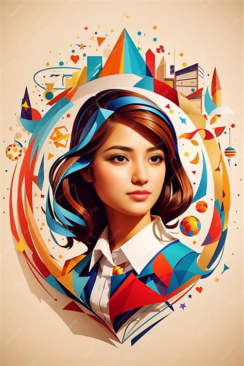 Premium Photo | Cute female teacher portrait illustration for logo ...