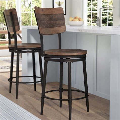 Cathie Swivel Bar & Counter Stool | 1000 | Rustic bar stools, Kitchen bar stools, Wood bar stools