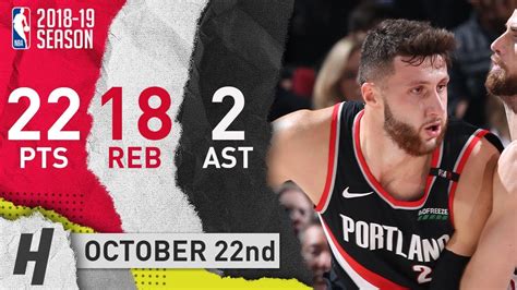 Jusuf Nurkic Full Highlights Blazers vs Wizards 2018.10.22 - 22 Pts, 18 Reb, 2 Ast! - YouTube