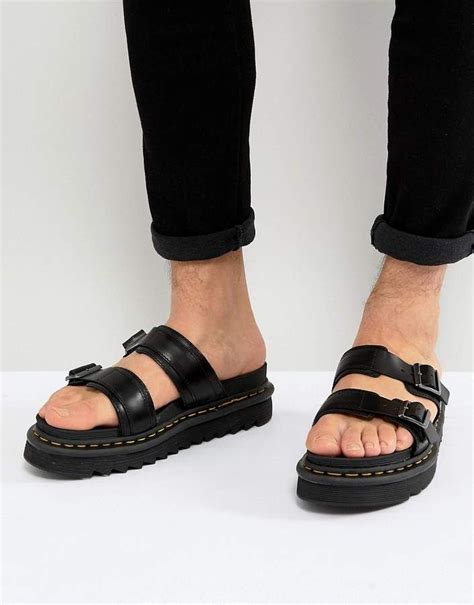 Dr. Martens Myles Slide Sandals In Black | Dr martens shoes outfit, Dr ...