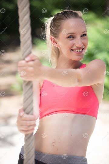 Fitness Rope Climb Exercise in Fitness Gym Workout Stock Image - Image of healthy, climbing ...