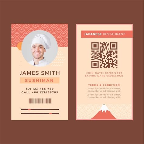 Free Vector | Flat design japanese restaurant id card template