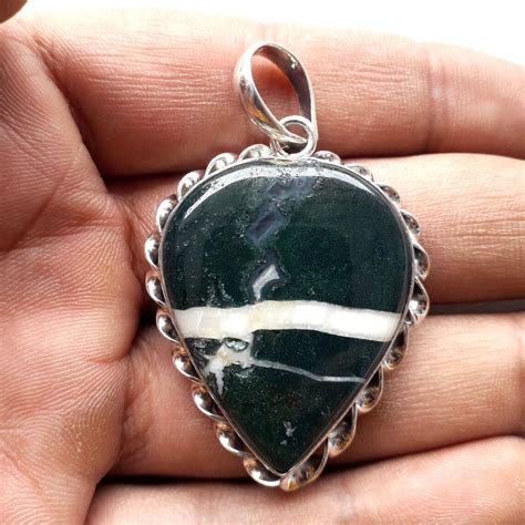 Moss Agate Pendant Moss Agate sterling silver Pendant | Etsy