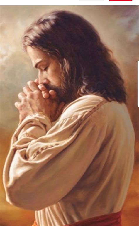 a painting of jesus praying with his hands together
