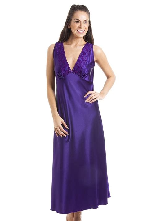 Luxury Purple Lace Satin Chemise | Satin dress long, Satin nightwear ...