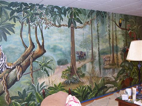 Rain forest, Jungle Mural by Louise Moorman | Jungle mural, Mural wall art, Kids room murals